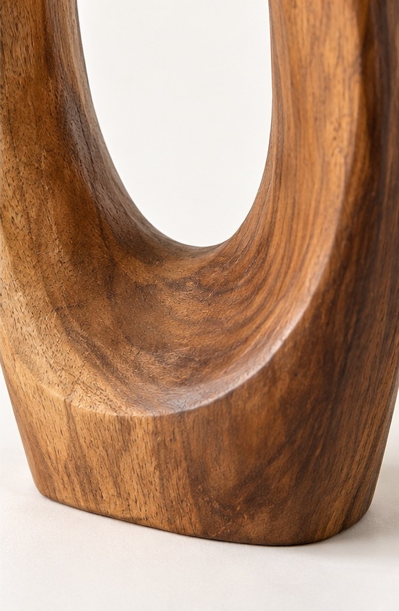 Carved Suar Wood Loop Sculpture
